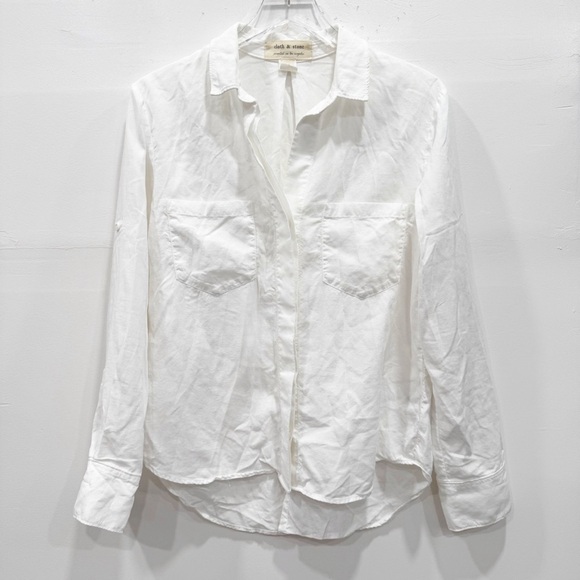 Anthropologie Tops - Anthropologie Cloth & Stone White Long Sleeve Split Back Blouse Top Button Down